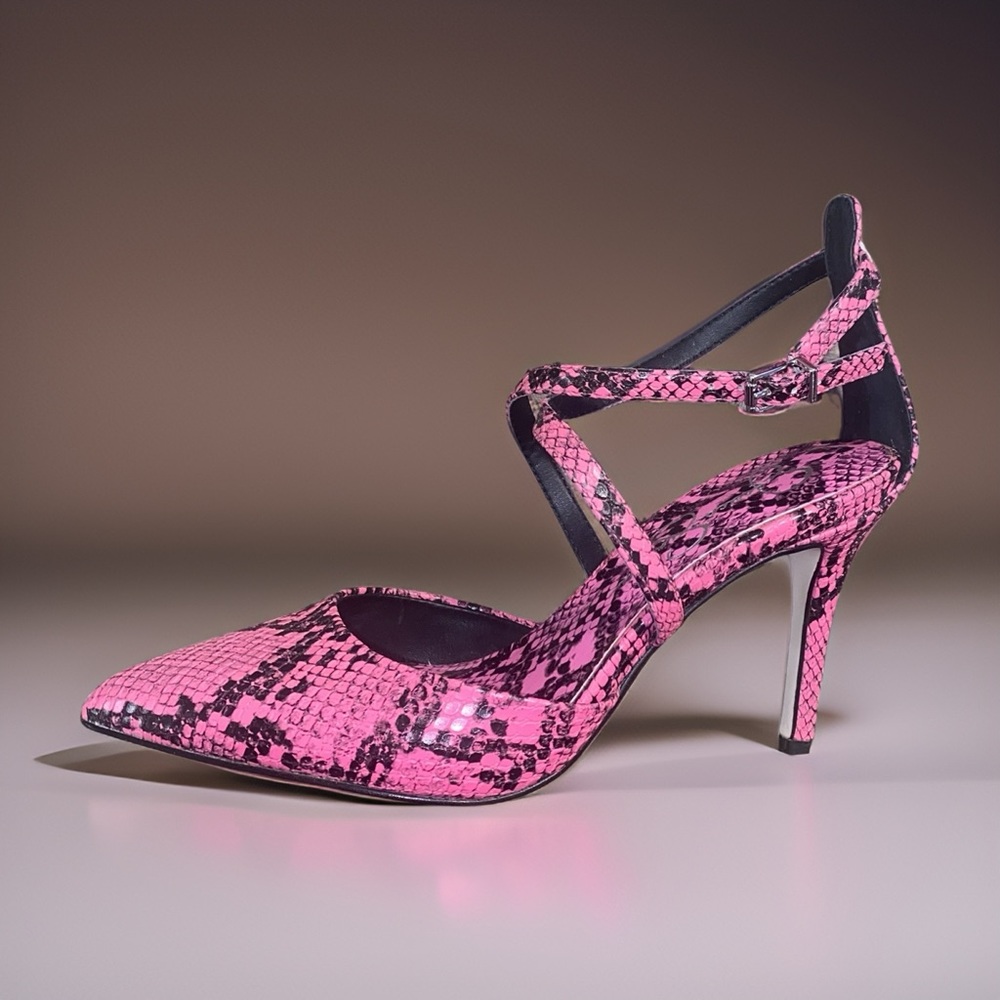 Jessica Simpson Ambrie Neon Pink Python Snake Print Sexy Heels